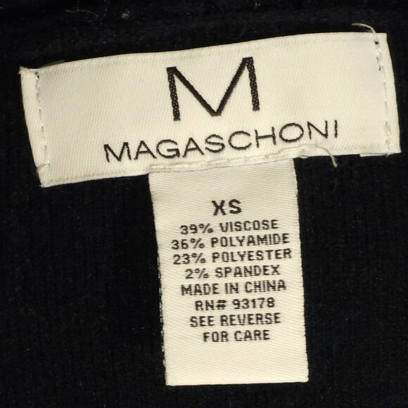Magaschoni Sweater Womens XS Cardigan Open Front Long Contrast Stitch Pockets - Picture 5 of 9